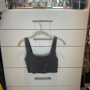 Babaton like new silver/black crop top